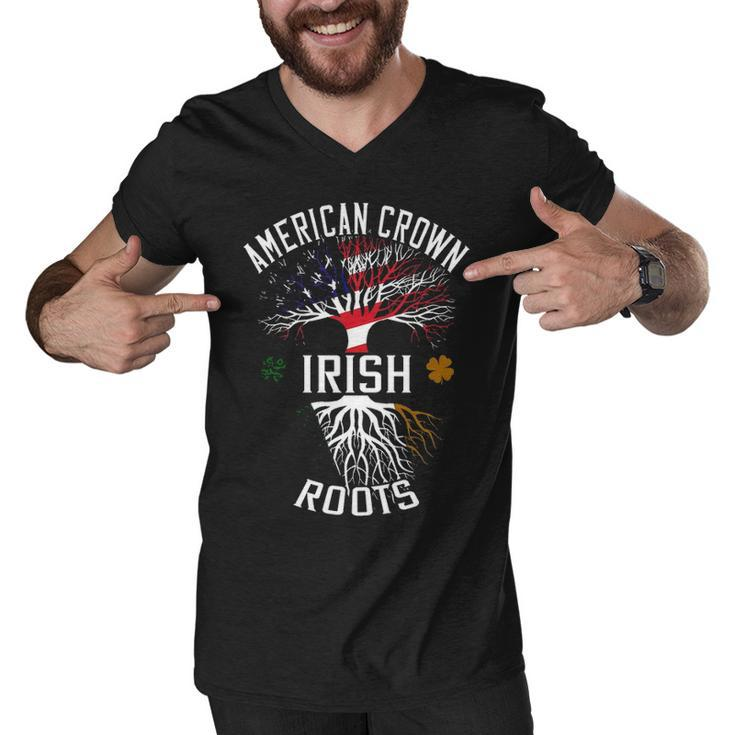 Womens Irish Pride  American Grown Irish Roots  Proud  Tree T Irish Flag American Flag Men V-Neck Tshirt
