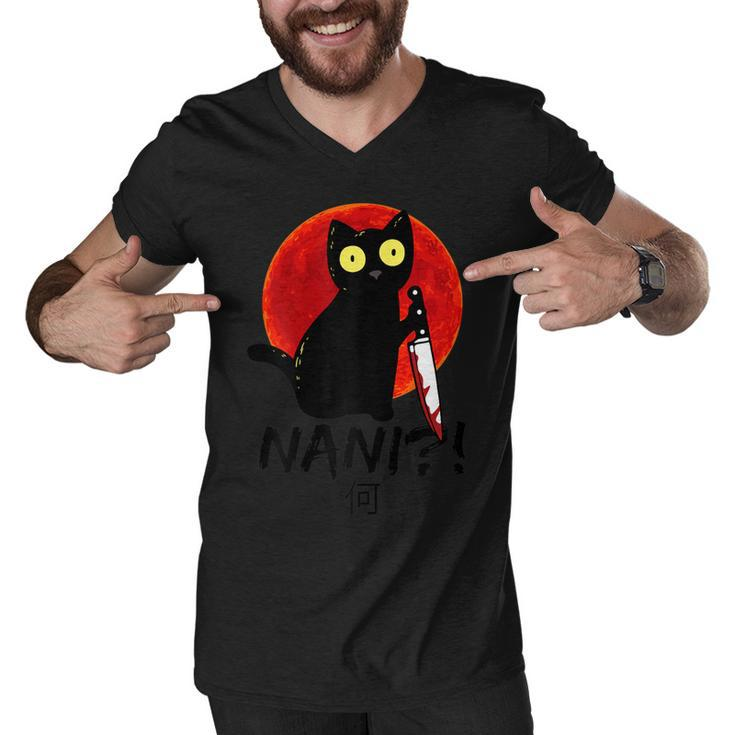 Womens Nani What Red Moon Black Cat Omae Wa Meme Kitten Gift  V2 Men V-Neck Tshirt
