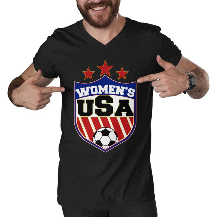Womens Soccer Usa Emblem Men V-Neck Tshirt