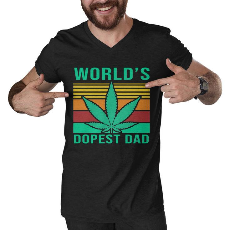 Worlds Dopest Dad Funny Retro Tshirt Men V-Neck Tshirt