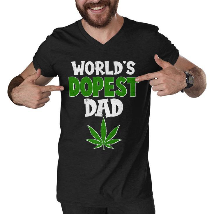 Worlds Dopest Dad Marijuana Weed Men V-Neck Tshirt
