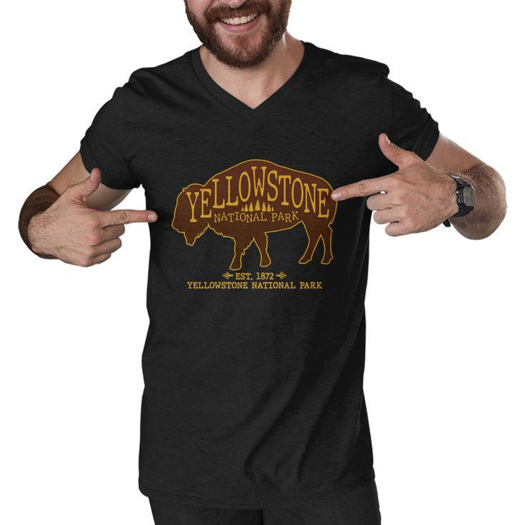 Yellowstone National Park Est 1872 Buffalo Logo Tshirt Men V-Neck Tshirt