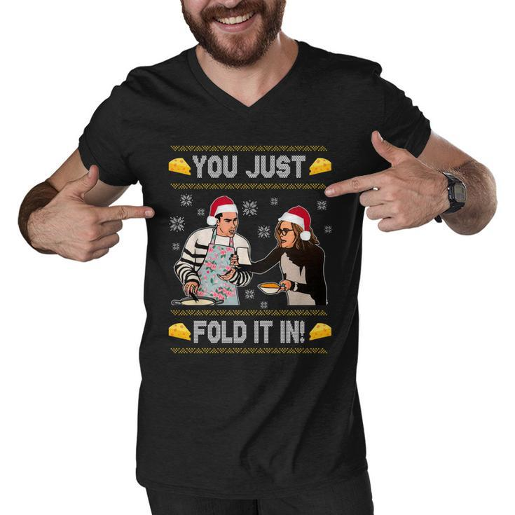 You Just Fold It Funny Cheese Xmas Sweater Men V-Neck Tshirt