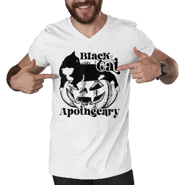 Black Cat Apothecary Cat Witch Pumpkin Halloween Costume  V2 Men V-Neck Tshirt