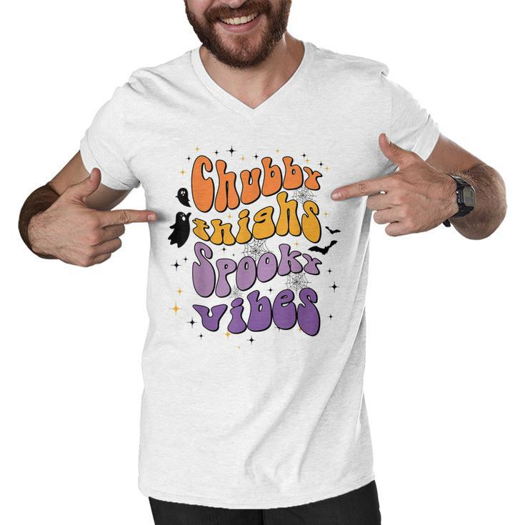 Chubby Thighs And Spooky Vibes Happy Halloween  Men V-Neck Tshirt