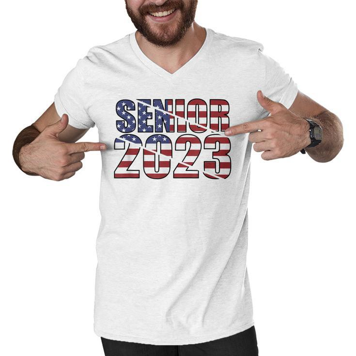 Class Of 2023 Usa Senior 2023 American Flag  Men V-Neck Tshirt