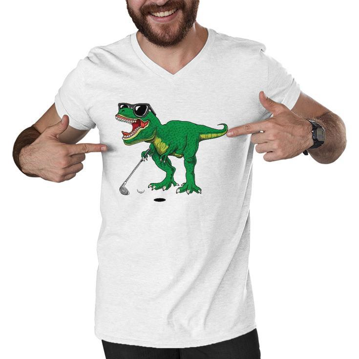 Cuterex Dinosaur Boys Golfing Lover Trex Dino Golf Gifts Men V-Neck Tshirt
