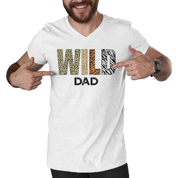 Dad Of The Wild One Zoo Birthday Safari Jungle Animal  Men V-Neck Tshirt