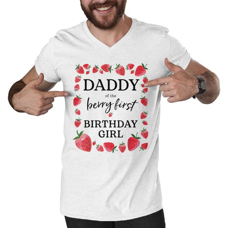 Daddy Of The Berry First Birthday Girl Sweet One Strawberry  Men V-Neck Tshirt