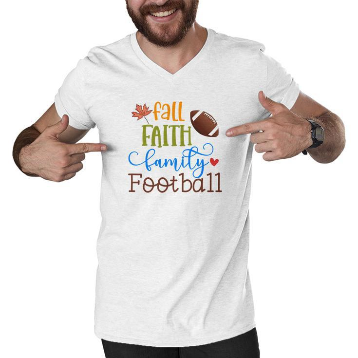 Fall Faith Family Football Thanksgiving Men V-Neck Tshirt