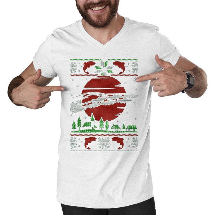 Fishing Santa Men V-Neck Tshirt