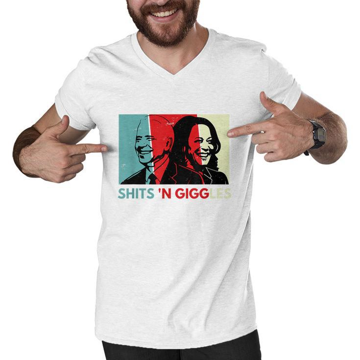 Funny Anti Biden Harris Shits N Giggles Political Gift Men V-Neck Tshirt