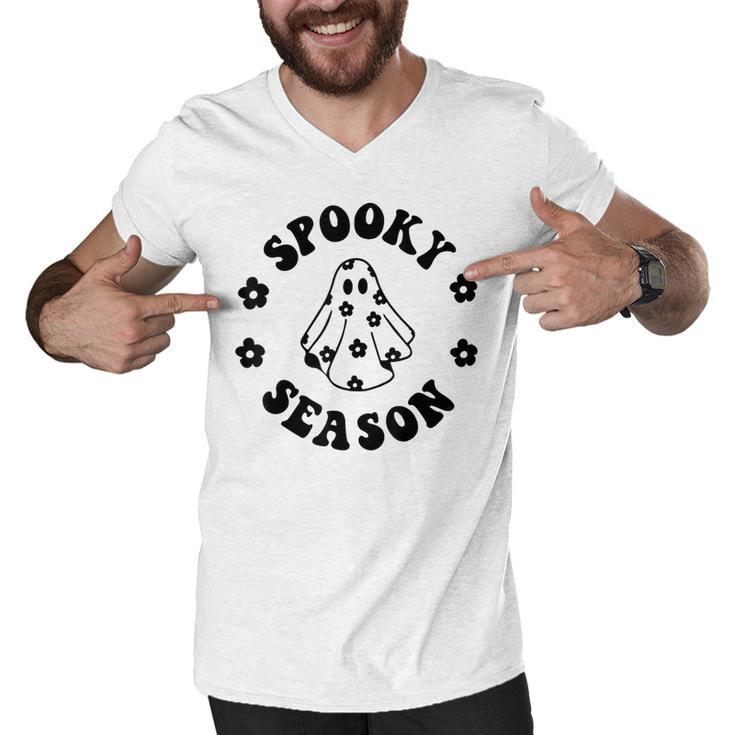 Halloween Ghost Vintage Groovy Trick Or Treat Spooky Vibes  Men V-Neck Tshirt