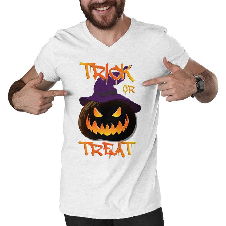 Halloween Pumpkin Trick Or Treat Costume Fancy Dress Men V-Neck Tshirt