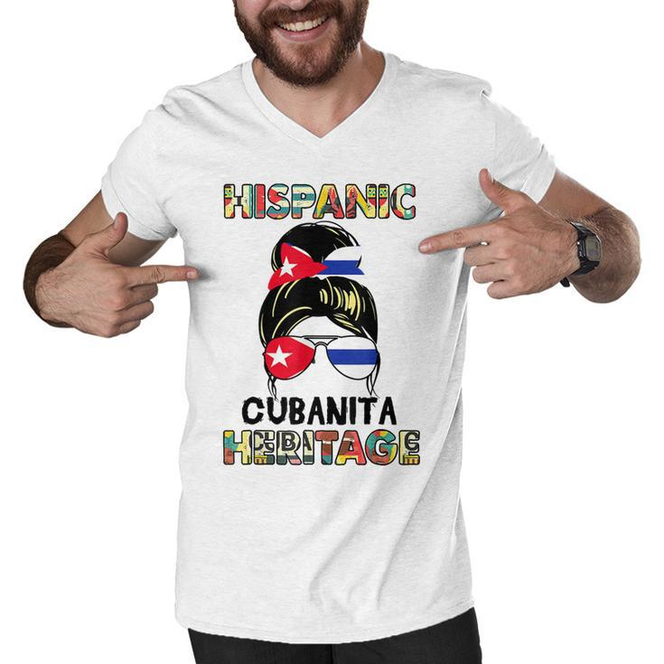 Hispanic Heritage Month Cuba  Cubanita Cuban Flag  Men V-Neck Tshirt