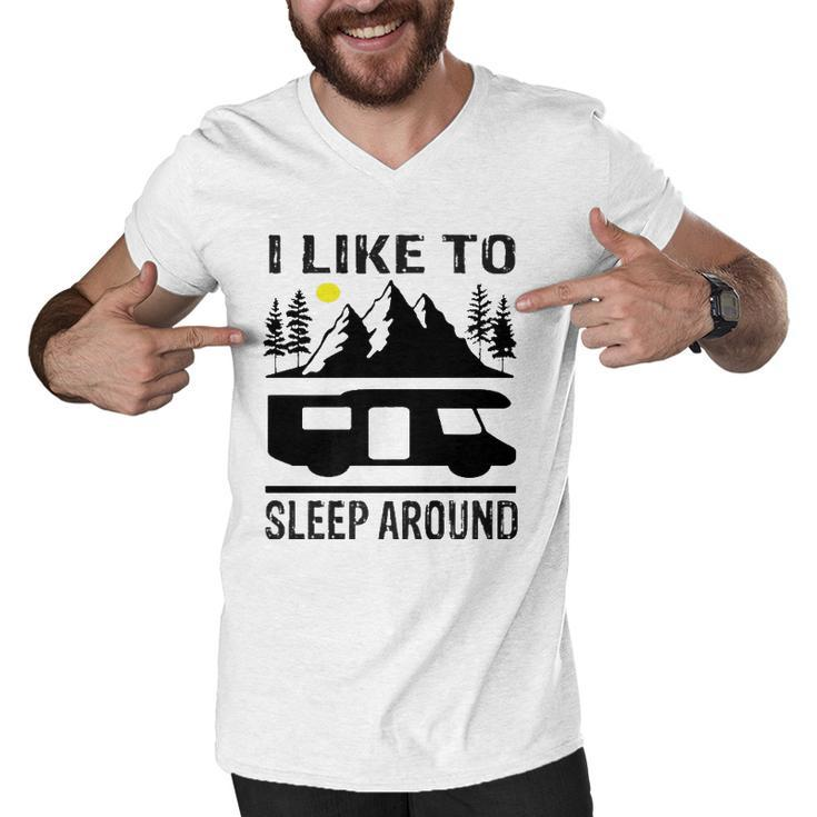 I Like To Sleep Around Camper   Men V-Neck Tshirt