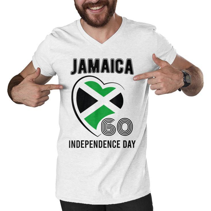 Jamaica 60Th Independence Day Jamaica 60 Independence Yellow  Men V-Neck Tshirt