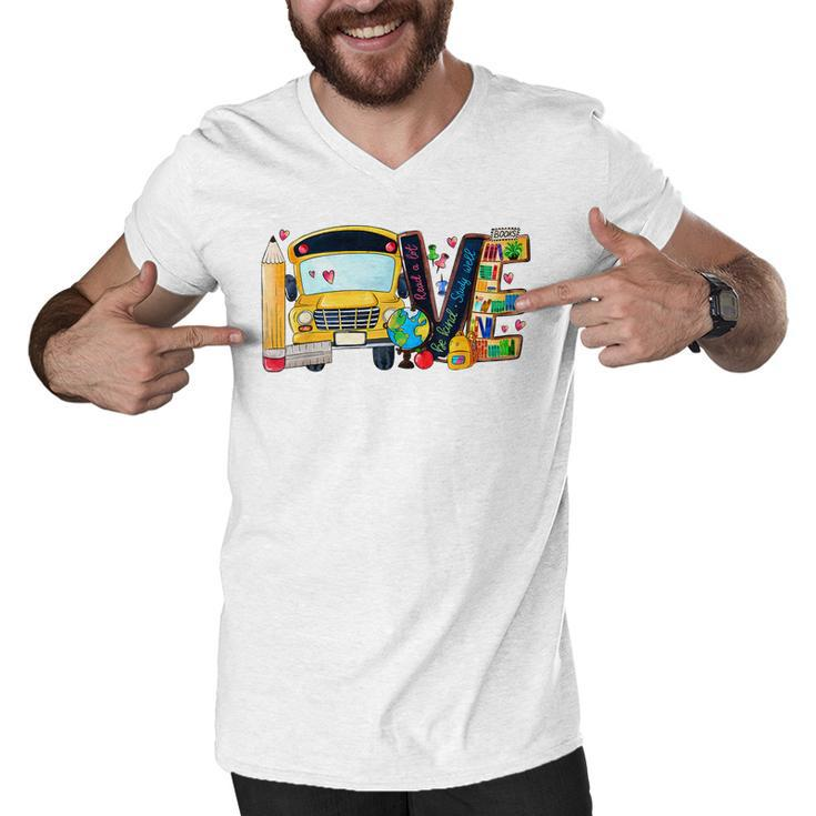 Love Back To School Bus Driver First Day Of School  Men V-Neck Tshirt