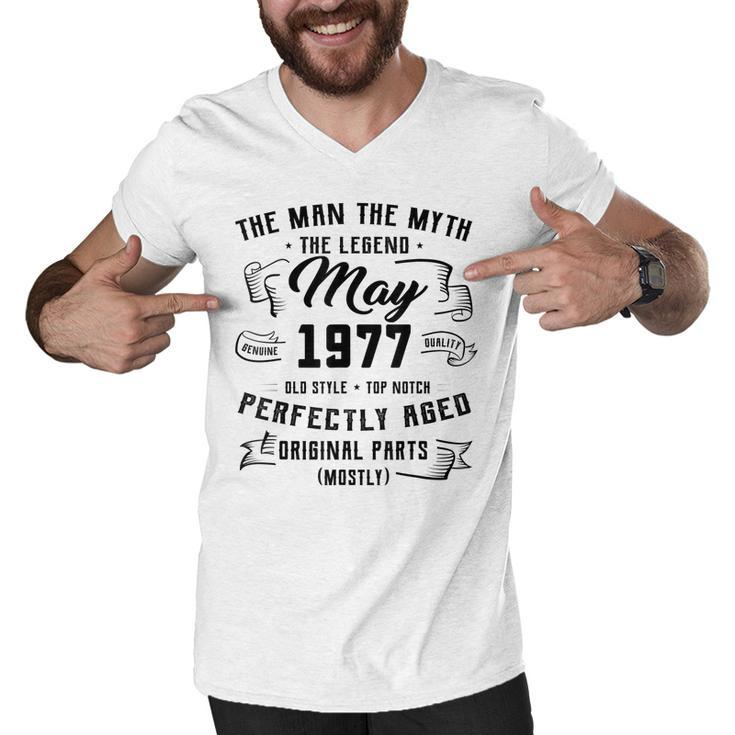 Mens Man Myth Legend May 1977 45Th Birthday Gift 45 Years Old  Men V-Neck Tshirt