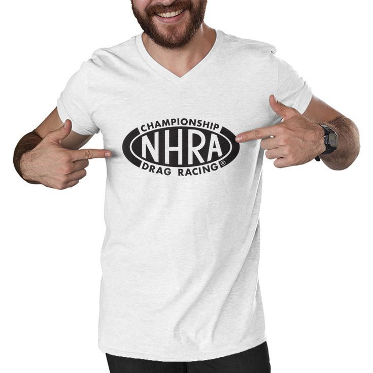 Nhra Championship Drag Racing Black Oval Logo Men V-Neck Tshirt