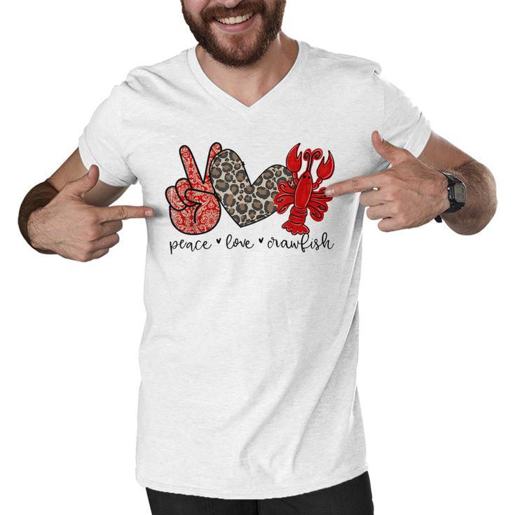 Peace Love Crawfish Cute Leopard And Seafood Lover  Men V-Neck Tshirt