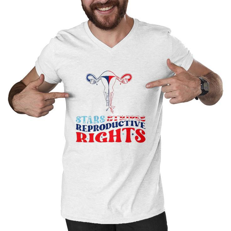 Stars Stripes Reproductive Rights Roe V Wade Overturned Men V-Neck Tshirt