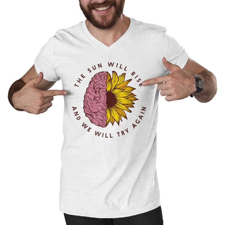 The Sun Will Rise Mental Health Awareness Matters  Men V-Neck Tshirt