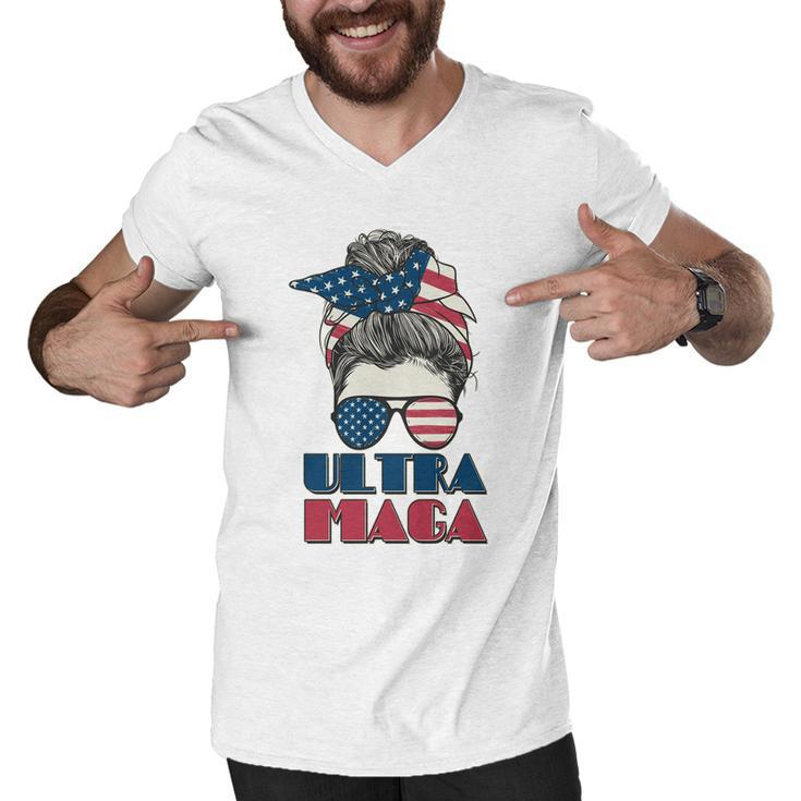 Ultra Maga Hair Bun Woman Men V-Neck Tshirt