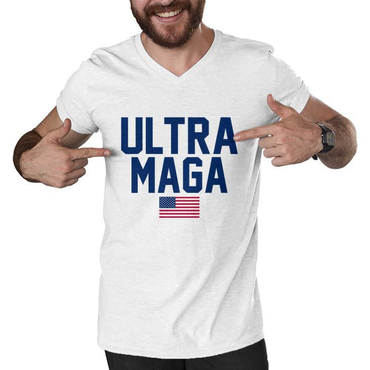 Ultra Maga Shirt Maga King Funny Anti Biden American Flag Pro Trump Trendy Tshirt Men V-Neck Tshirt