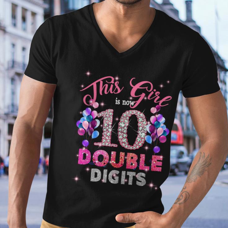 10Th Birthday Funny Gift This Girl Is Now 10 Double Digits Meaningful Gift Men V-Neck Tshirt