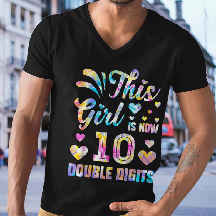 10Th Birthday Gift This Girl Is Now 10 Double Digits Tie Dye Gift Men V-Neck Tshirt