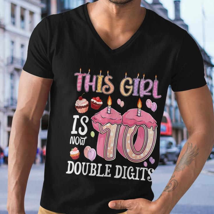 10Th Birthday This Girl Is Now 10 Years Old Double Digits Men V-Neck Tshirt