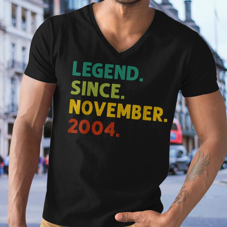 18 Years Old Gifts Legend Since November 2004 18Th Birthday Men V-Neck Tshirt