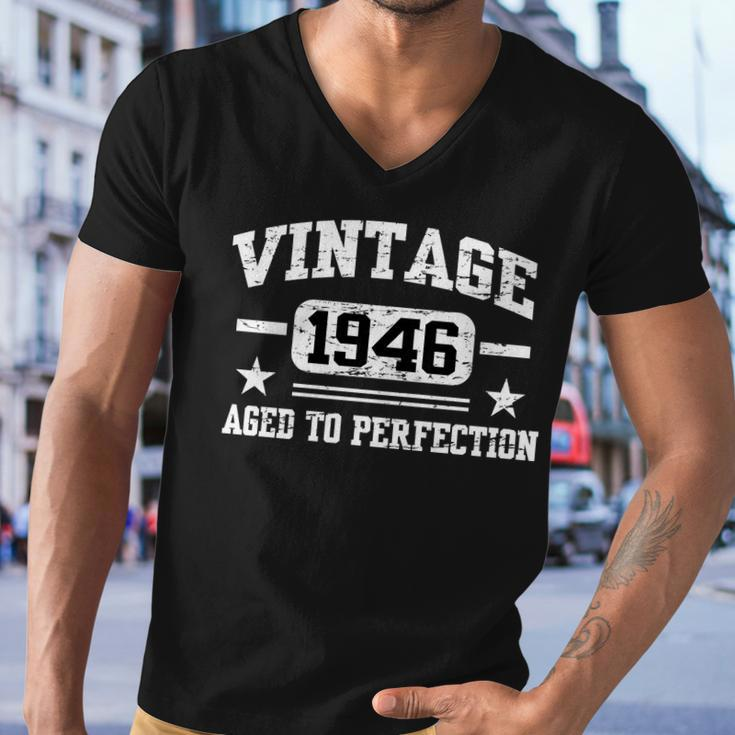 1946 Vintage Aged To Perfection Birthday Gift Tshirt Men V-Neck Tshirt