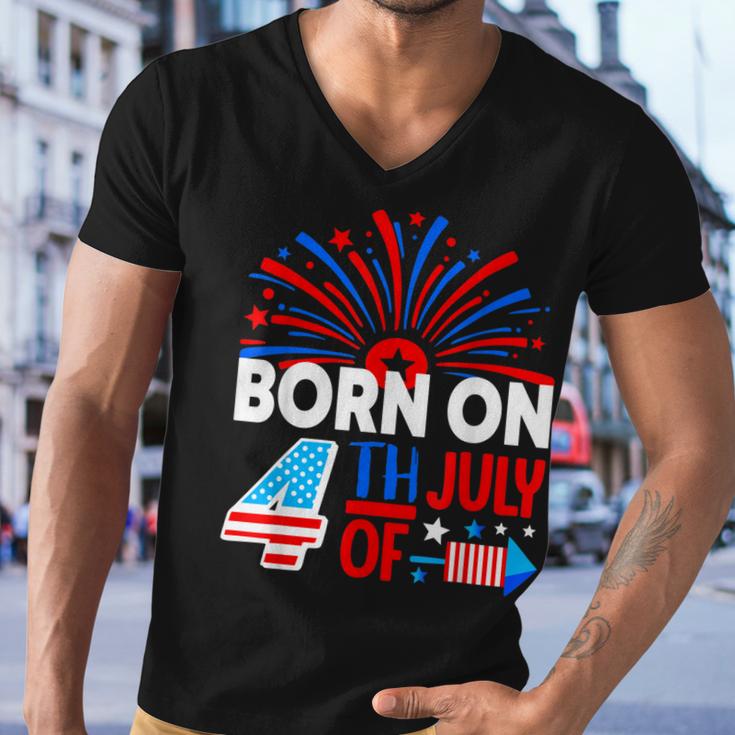 Born On The 4Th Of July Fireworks Celebration Birthday Month  Men V-Neck Tshirt