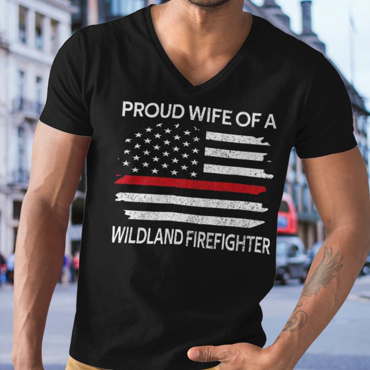 Firefighter Proud Wife Of A Wildland Firefighter Wife Firefighting V2 Men V-Neck Tshirt