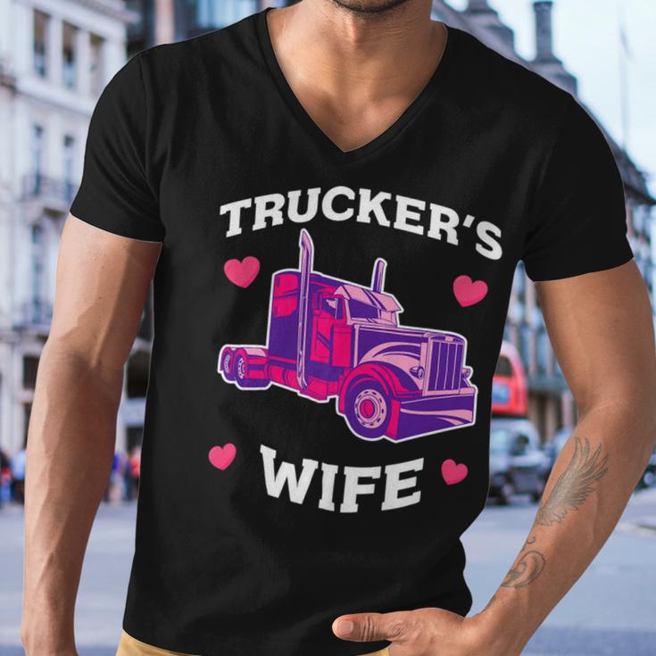 Trucker Truckers Wife Pink Truck Truck Driver Trucker Men V-Neck Tshirt