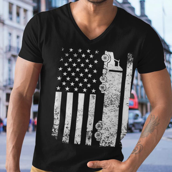Trucker Trucker American Flag Usa Patriotic Truck Driver Dad Trucker Men V-Neck Tshirt