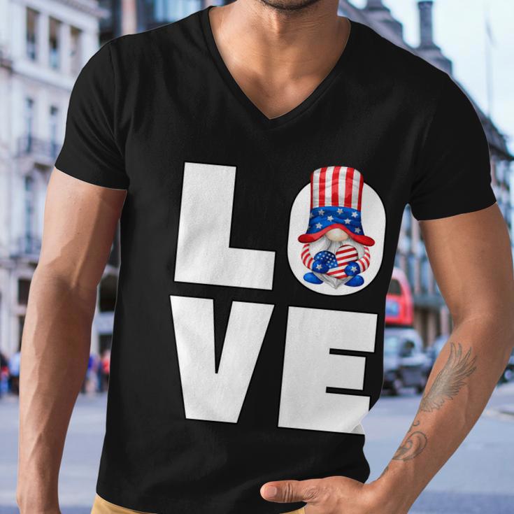 4Th Of July Gnome For Women Patriotic American Flag Heart Gift Men V-Neck Tshirt