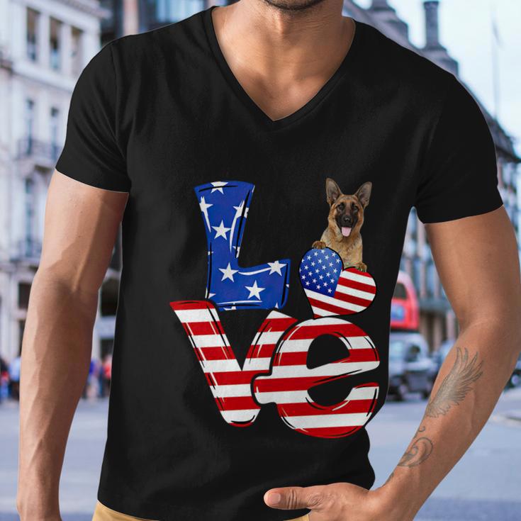 4Th Of July Patriotic Love German Shepherd American Flag Gift Men V-Neck Tshirt