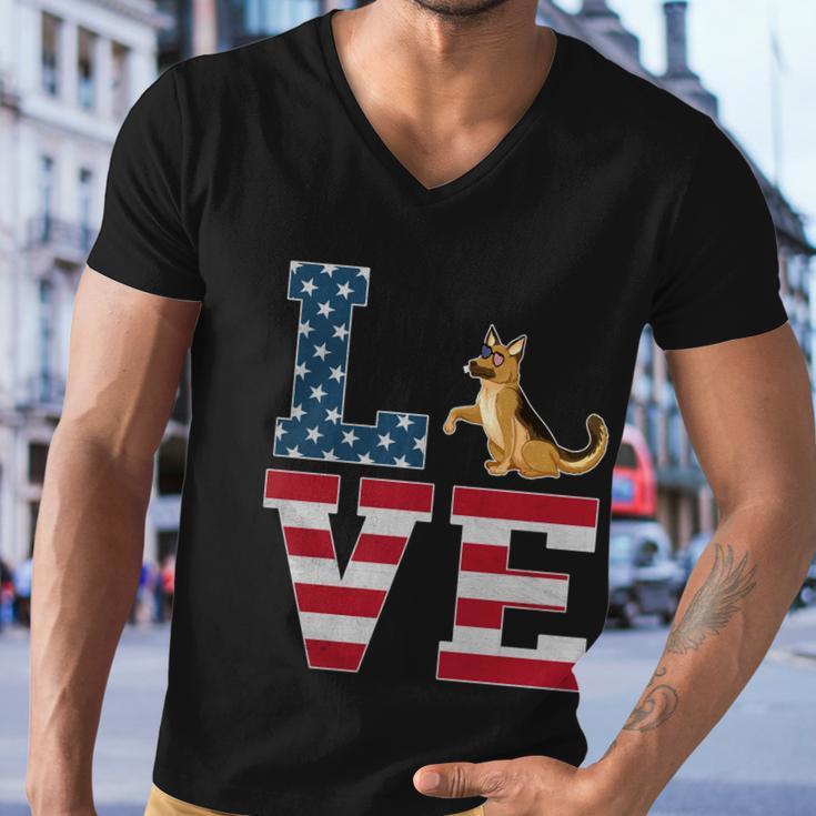 4Th Of July Patriotic Love German Shepherd Dog American Flag Gift Men V-Neck Tshirt