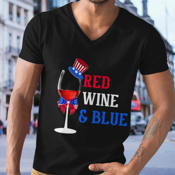 4Th Of July Red White And Blue Wine Glass Firework Drinker Tshirt Men V-Neck Tshirt