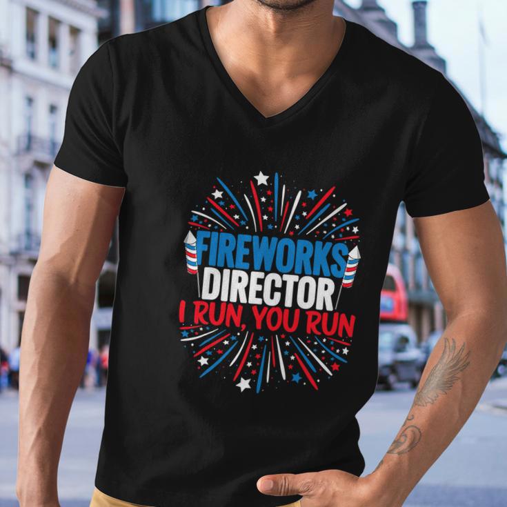 4Th Of July Tee Fireworks Director I Run You Men V-Neck Tshirt