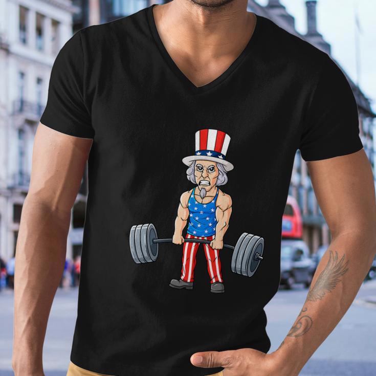 4Th Of July Uncle Sam Weightlifting Funny Men V-Neck Tshirt