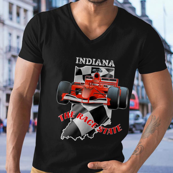 500 Indianapolis Indiana The Race State Checkered Flag Men V-Neck Tshirt