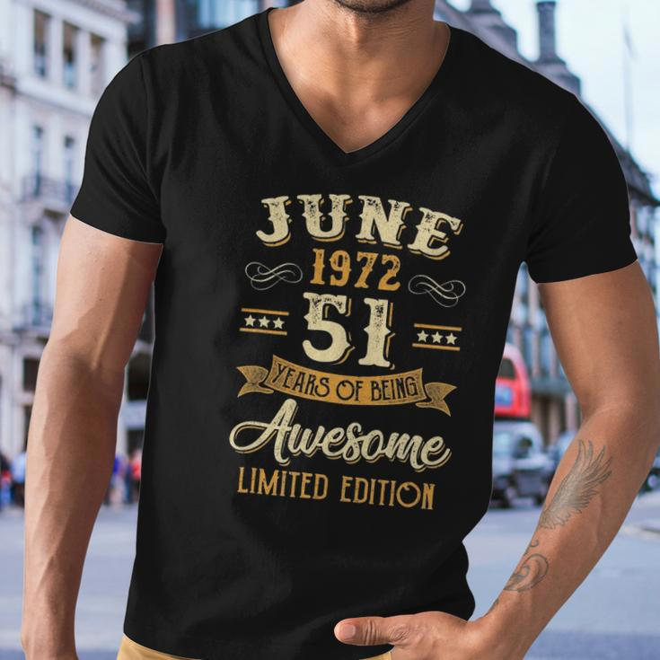 51 Years Awesome Vintage June 1972 51St Birthday Men V-Neck Tshirt