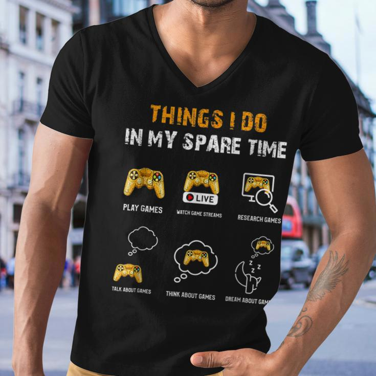 6 Things I Do In My Spare Time Play Funny Video Games Gaming Men V-Neck Tshirt