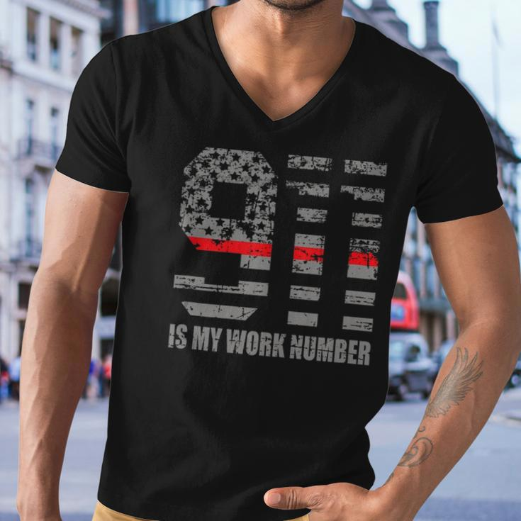 911 Is My Work Number Funny Firefighter Hero Quote Men V-Neck Tshirt