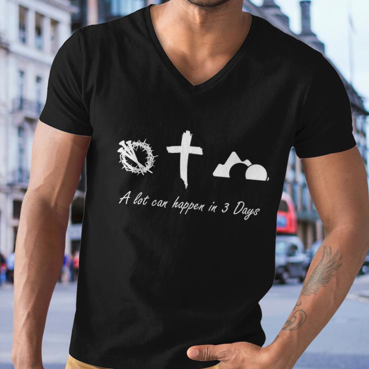 A Lot Can Happen In 3 Days Jesus Cross Easter Christian Men V-Neck Tshirt