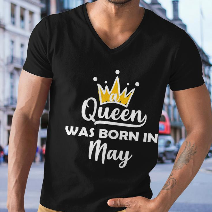 A Queen Was Born In May Birthday Graphic Design Printed Casual Daily Basic Men V-Neck Tshirt